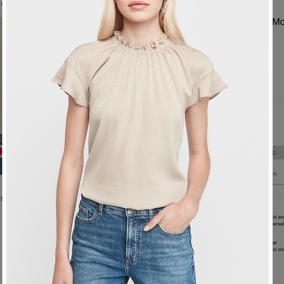 Jacquard Ruffle Mock Neck Top - Picture 1 of 2